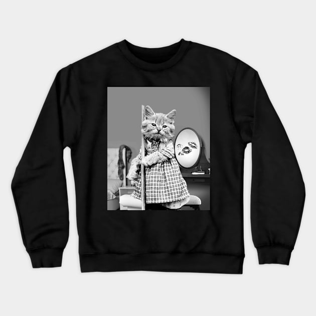 Vintage Cat Black And White Cats Wearing Dress Crewneck Sweatshirt by Random Galaxy